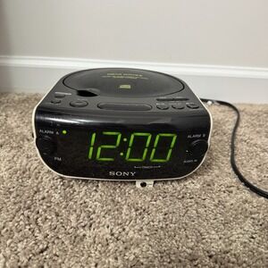Sony Dream Machine ICF-CD814 FM AM CD Clock Radio Alarm Clock Black Silver Works